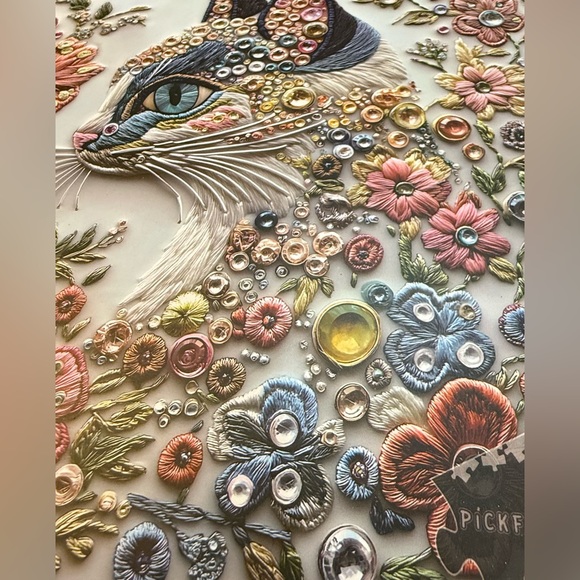 Jigsaw puzzle - 1000 pieces - Elegant Cat - jewels embroidery - complete -great! - Picture 5 of 8